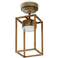 Moretti Luce LED-utomhustaklampa Cubic 3373 mässing antik/opal