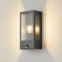 Lindby utomhusvägglampa Ilana, svart, sensor, IP44, E27
