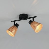 Reality Leuchten Taklampa Natrel, svart/brun, längd 41 cm, 2 lampor av metall