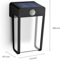 Philips LED solar wall light Shroud, black/clear, sensor