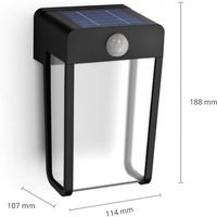 Philips LED-solcellsvägglampa Shroud, svart/klar, sensor