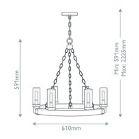 HINKLEY Lustre Collier, à 5 lampes, noir, acier, verre, E27