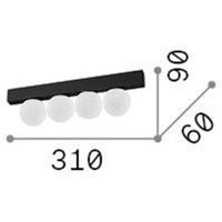 Ideallux Ideal Lux taklampa Ping Pong vit 4 lampor, opalglas