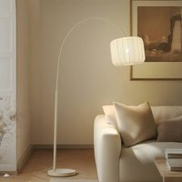 Lindby Helin arc lamp, beige, textile, height 198.5 cm