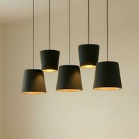 Lucande Thamila hanging light, black, gold, iron