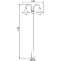 Albert Leuchten Lampadaire d'extérieur 171, à 2 lampes, noir