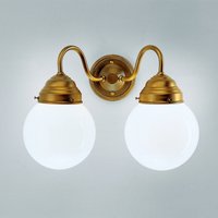 Berliner Messinglampen Vägglampa Larry II, mässing, handblåst glas