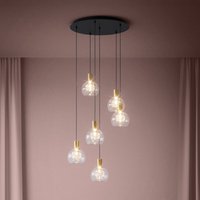 Stars of Light LED hanging light, Terque, brass, Ø 54 cm, 6-bulb