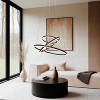 Arcchio LED-hänglampa Albiona, svart, 3 ringar, Ø 80 cm