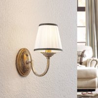 Lindby vägglampa Lumiel, kräm/mässing, textil, 27cm