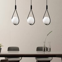 Opviq Pendant light Mudoni MR-939 3-bulb linear black/opal glass