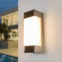 Lindby Severina LED outdoor wall lamp, height 25 cm, stainless steel