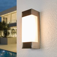 Lindby LED-Außenwandlampe Severina, Höhe 25 cm, Edelstahl
