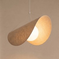 Lucande Sansibar LED pendant light, white, linen, 1-bulb