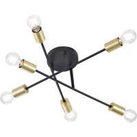 Trio Lighting Six-bulb ceiling light Cross in black-gold
