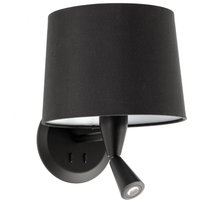 FARO BARCELONA Applique murale Conga avec lampe de lecture LED, noir
