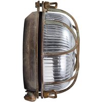 Moretti Luce Utomhusvägglampa Tortuga mässing antik, glas klar