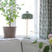 PR Home bordslampa Wells, grön/guldfärgad, höjd 50 cm