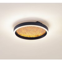 Lucande LED ceiling light Menulis, black/gold, PC, Ø 30 cm