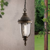 ORION Traditionell pendellampa PAULA med mönstrat glas