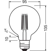 OSRAM ampoule LED à filament Globe G95 E27 5W 2.700K