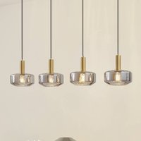 Lindby hänglampa Hildur, 4 lampor, 118 cm, rökgrå, glas