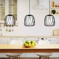 EGLO Floresta hanging light, black, length 89 cm, steel/glass, 3-bulb