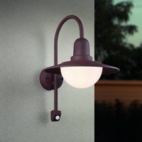 Trio Lighting Sensor-utomhusvägglampa NORMAN, rost, Ø 30 cm metall/glas IP44