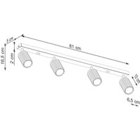 SOLLUX LIGHTING Spot pour plafond carbone, blanc, longueur 81 cm, aluminium, 4 lampes