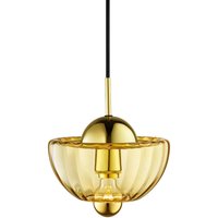 DESIGN BY US Hänglampa Lotus, bärnsten, Ø 25 cm, glas, munblåst