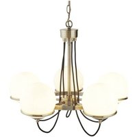 Searchlight Ljuskrona Sphere mässing med fem glaskulor