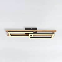 Globo Illa LED ceiling light, wood design, length 69cm