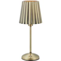 Markslöjd Celia table lamp, antique brass, dimmable, E14, charging station