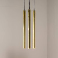 Euluna Sone pendant light, round canopy, 3-bulb, brass