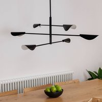 FARO BARCELONA Liggera pendant light, black, steel, Ø 136.8 cm, 6-bulb.