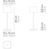 Zafferano Ofelia 3K rechargeable table lamp IP65 grey