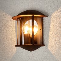 Lindby outdoor wall light Maelis, rust brown, metal, 27cm, E27
