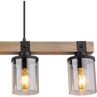 Globo Hänglampa Lila med träbalkar, 4 lampor