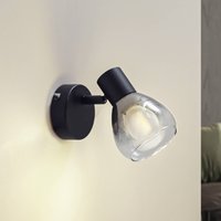Lindby Pendura vägglampa, Ø 9 cm, svart, glas