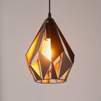 EGLO Carlton pendellampa, svart/koppar, Ø 20,5 cm