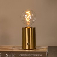 Lucide Batteridriven bordslampa Vivo, mässingsfärgad, höjd 22 cm, metall