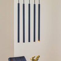 SOLLUX LIGHTING Thin pendant light, black, 5-bulb, linear