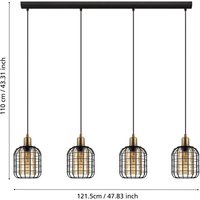 EGLO Hänglampa Chisle, svart/bärnsten, 4 lampor