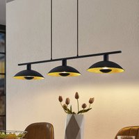 Lindby hanging light Narisara, 118cm, E14, 3-bulb, black-gold
