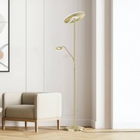 FISCHER & HONSEL LED-golvlampa Dent, mässingsfärgad, 180 cm, CCT, 2 lampor