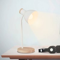 Briloner Prep table lamp, white, metal, wood, E14