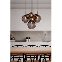 By Rydéns By Rydens pendellampa Laura, Ø 54 cm, 7 lampor, rökgrå