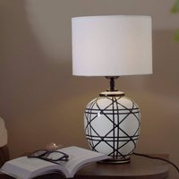 PR Home New York table lamp, white, height 46 cm, ceramic