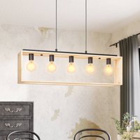 EGLO Famborough hanging lamp with wooden frame, 5-bulb