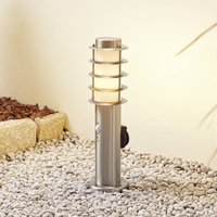 Lindby Hanja pillar light, sensor, stainless steel, Ø 11.7 cm